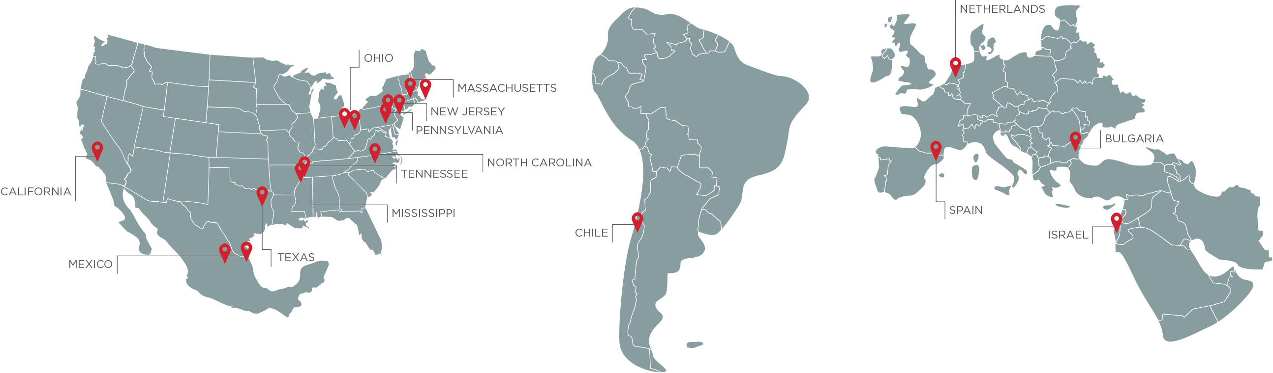 World map showing PLASKOLITE plant locations